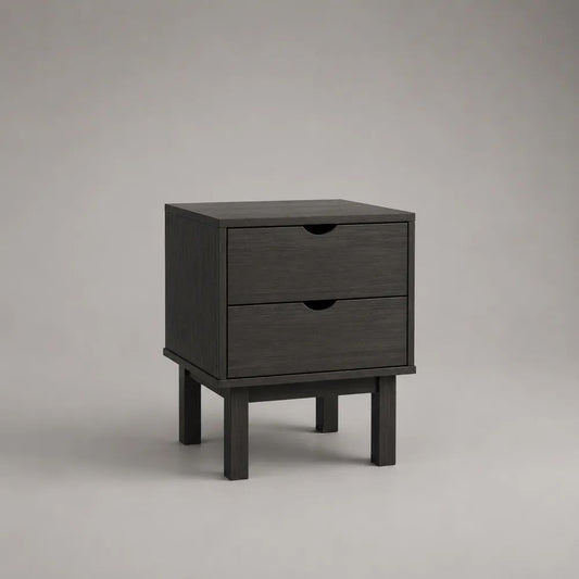 Comodino rettangolare in legno con 2 cassetti, marrone scuro, 45 x 40 x 60 cm