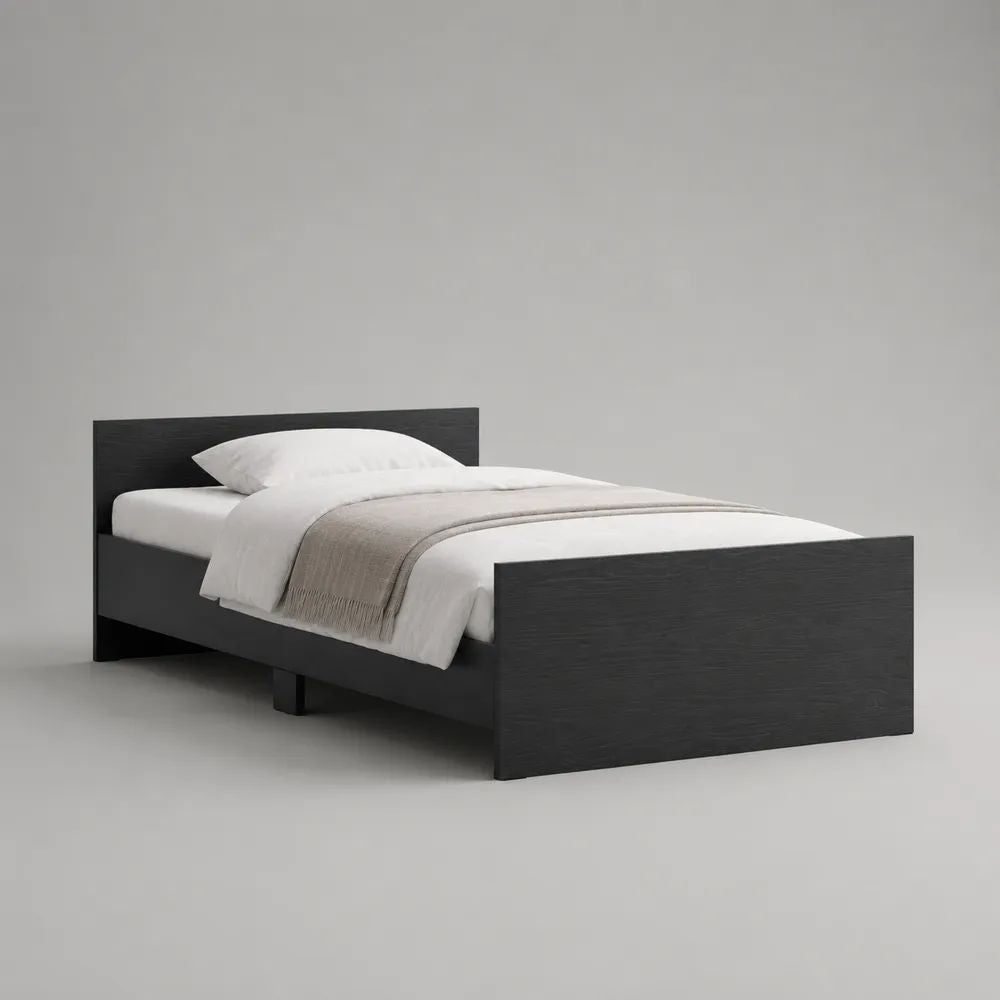 Struttura letto singolo 90 × 200 cm in legno nero con testiera e pediera